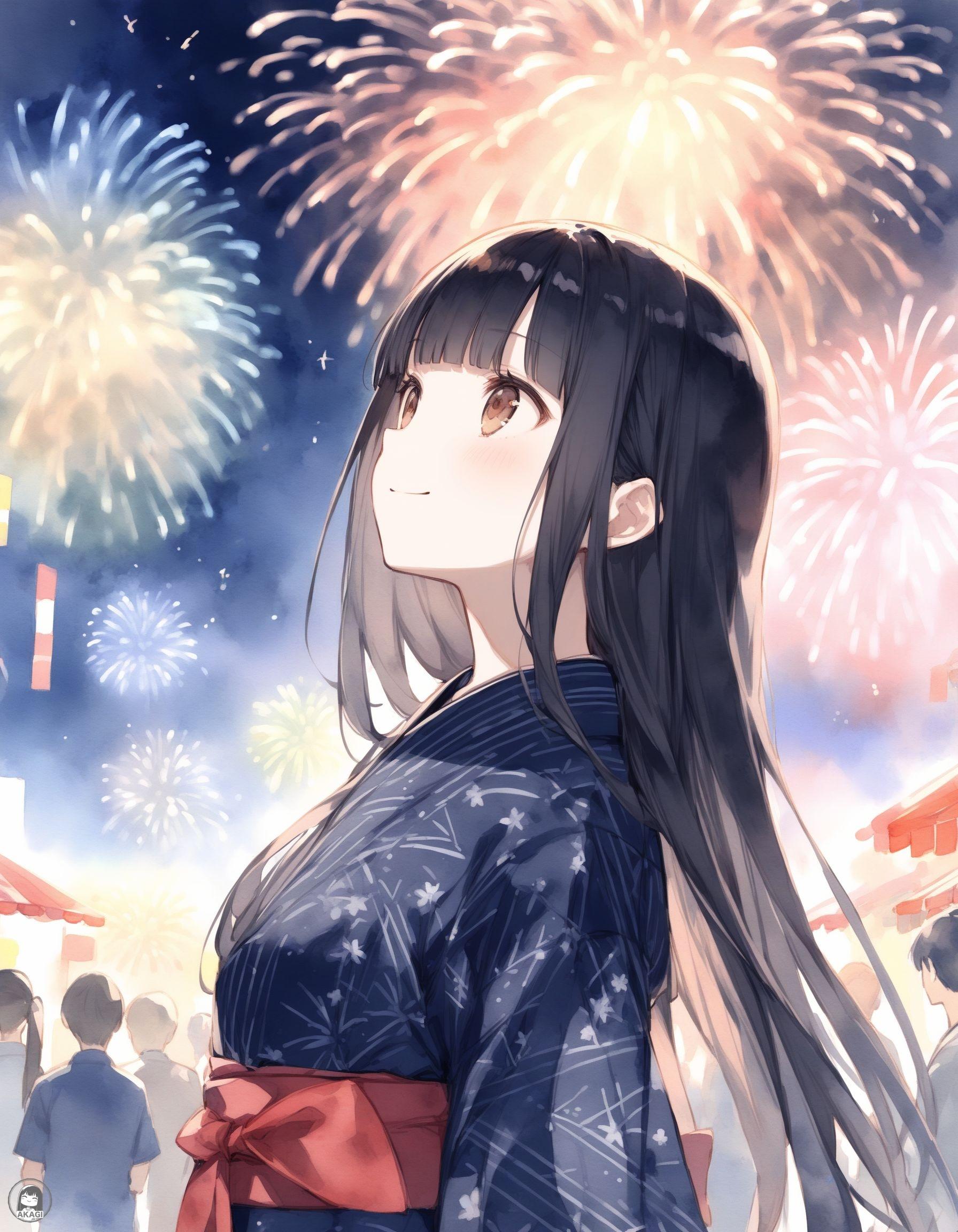 夏祭りの打ち上げ花火 | の人気AIイラスト・グラビア