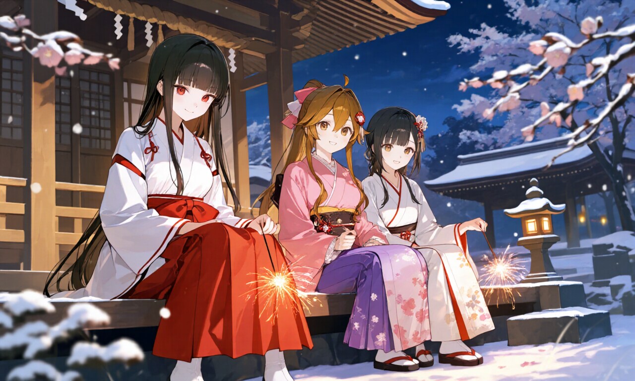 花火女子達　冬 | の人気AIイラスト・グラビア