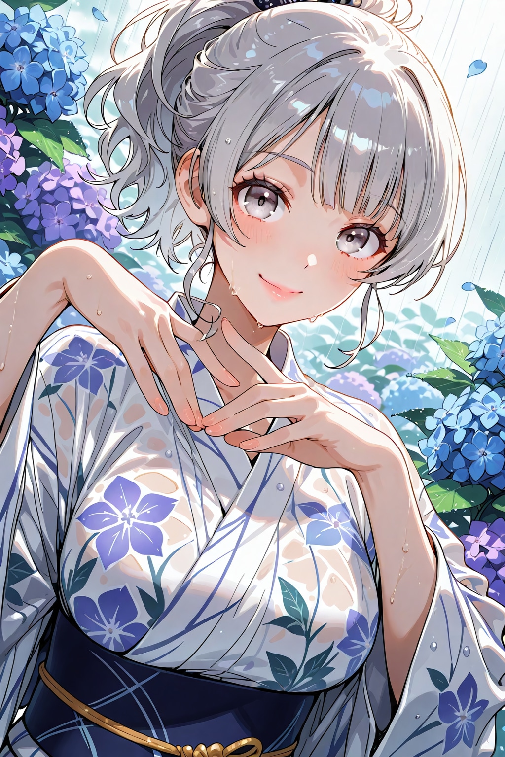 紫陽花と浴衣