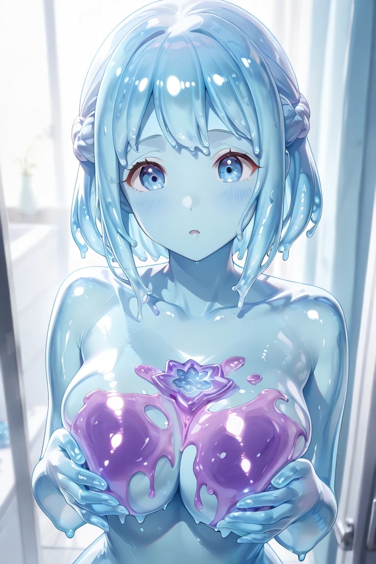 青髪スライム娘