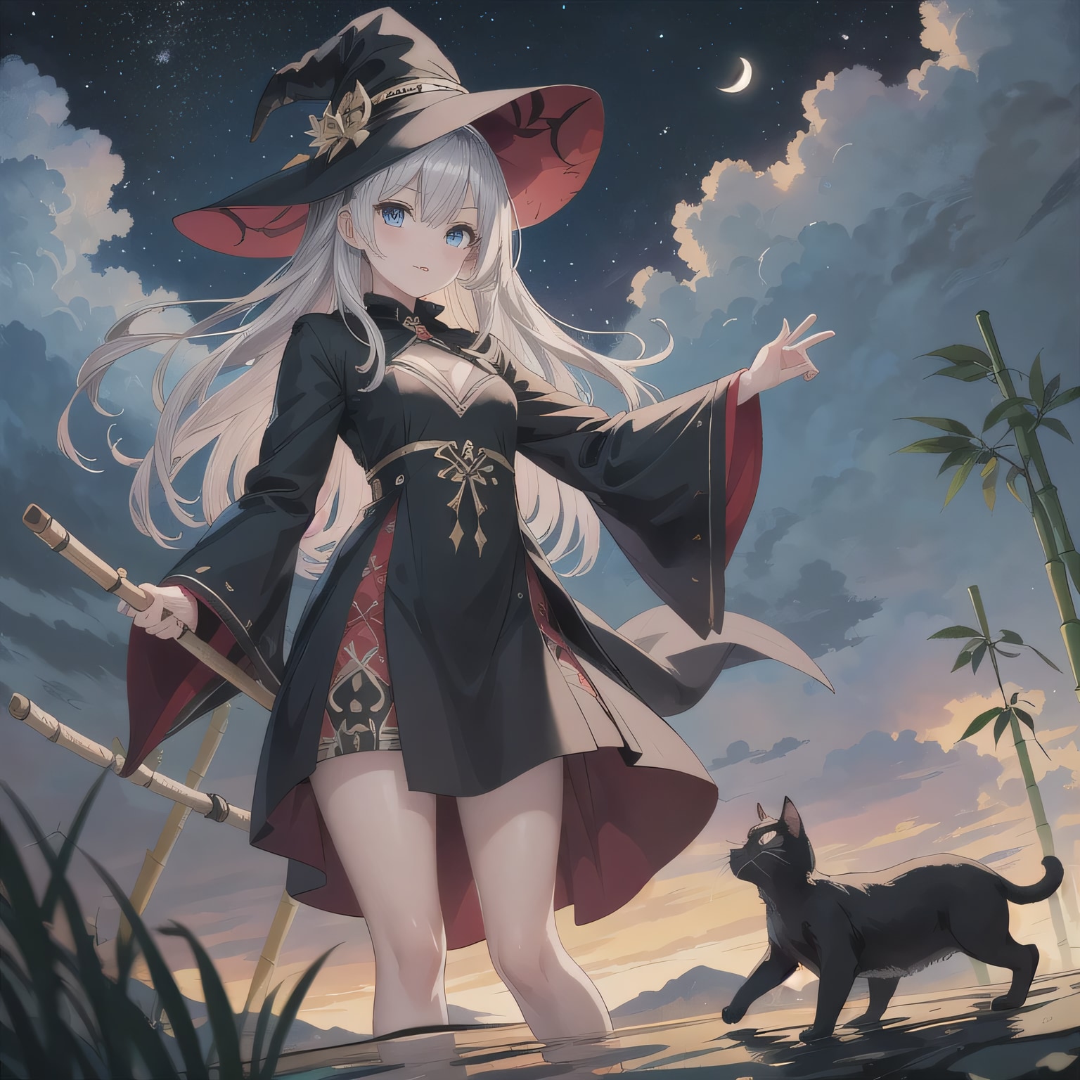 灰髪ロングの魔女２ | の人気AIイラスト・グラビア