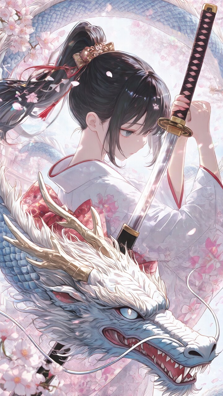 剣人女子＆東洋龍 | の人気AIイラスト・グラビア