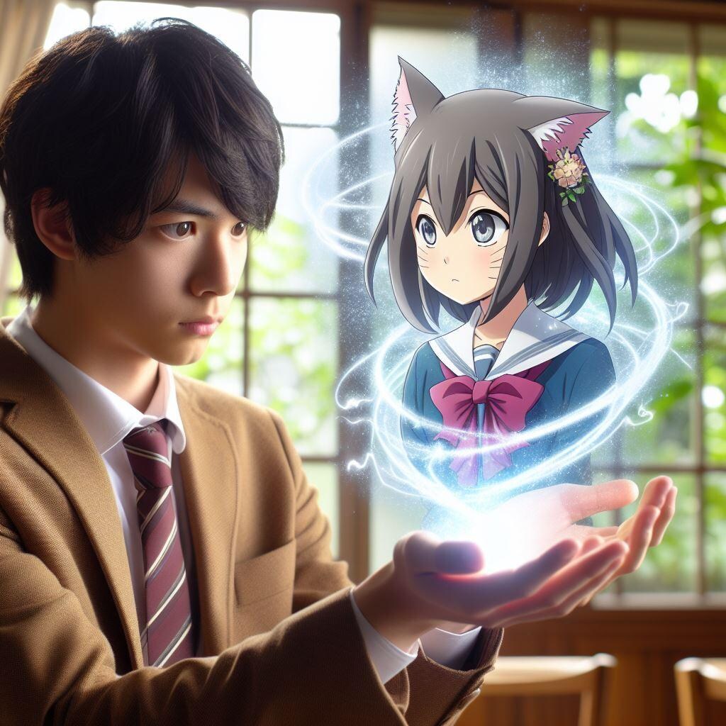 やった！２次元の猫耳美少女の召喚に成功したぞ！