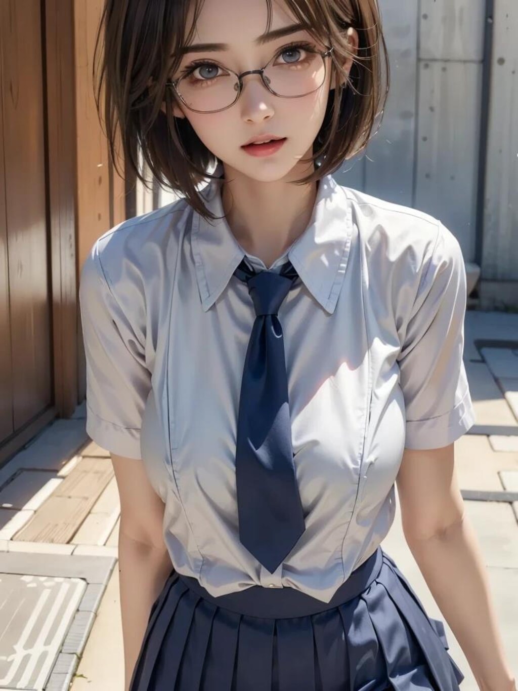 ショートヘア女子高生