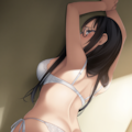 half-closed eyes, hands on wall, white lingerie, ass focus-03 9枚目