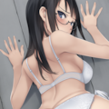 half-closed eyes, hands on wall, white lingerie, ass focus-03 12枚目