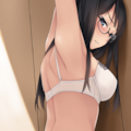 half-closed eyes, hands on wall, white lingerie, ass focus-03 3枚目