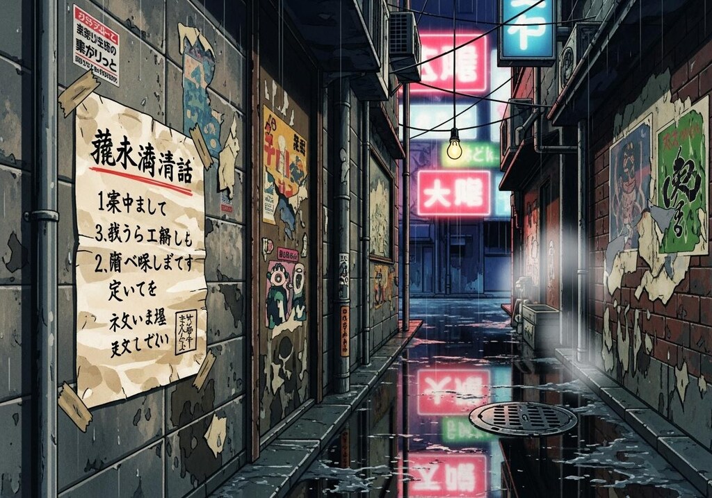 今日は路地裏の紙にいろいろと描かせた