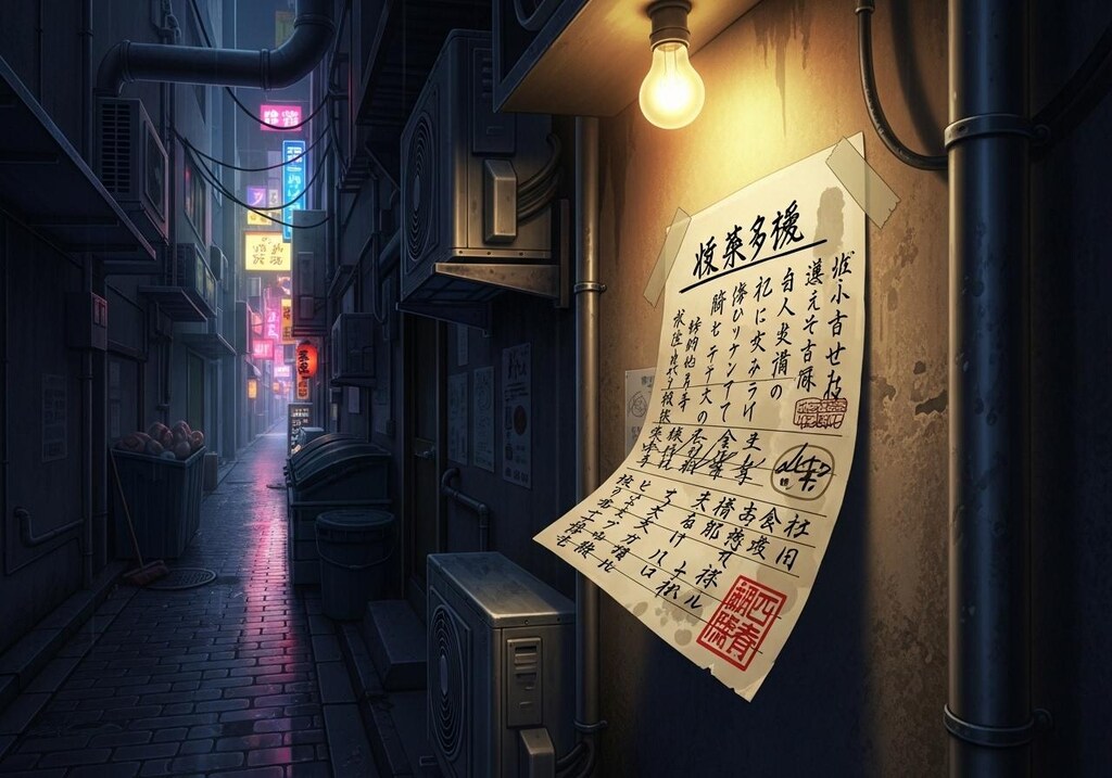 今日は路地裏の紙にいろいろと描かせた