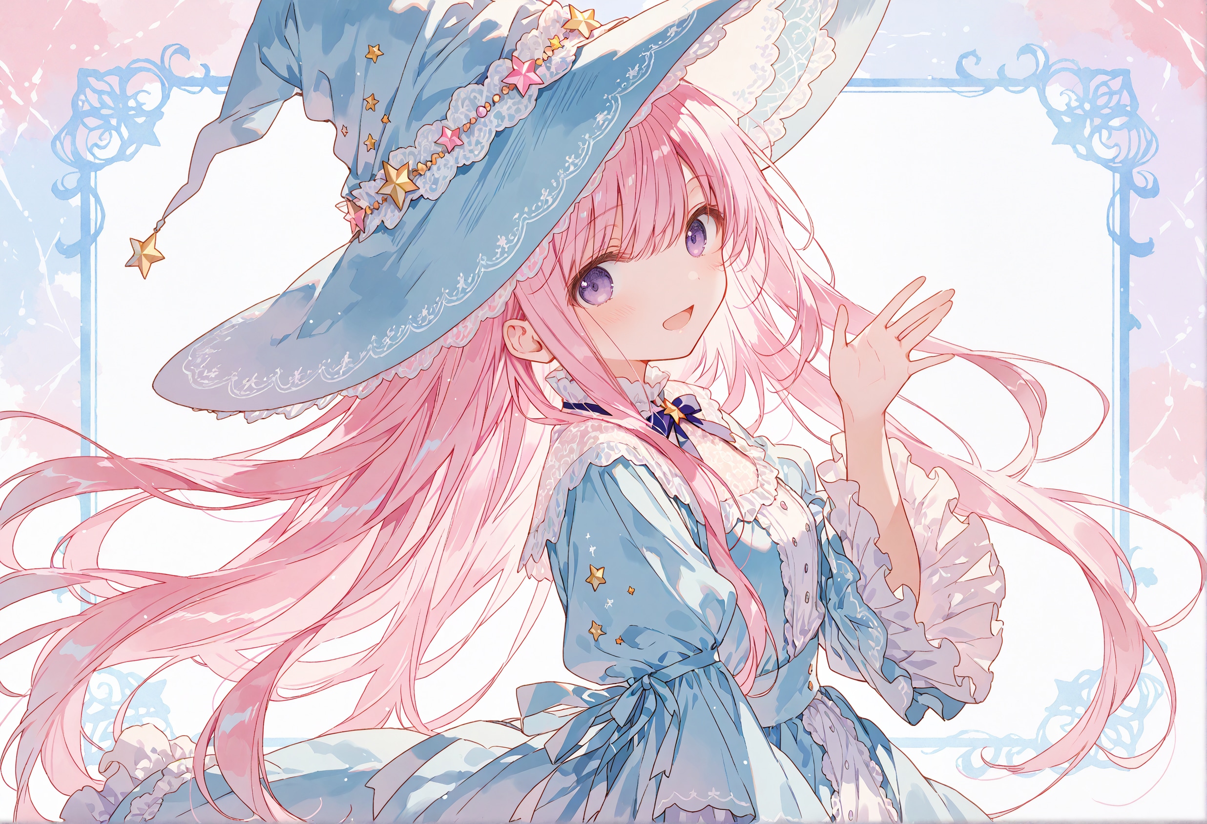 蒼帽の少女と桃華の魔法 | の人気AIイラスト・グラビア