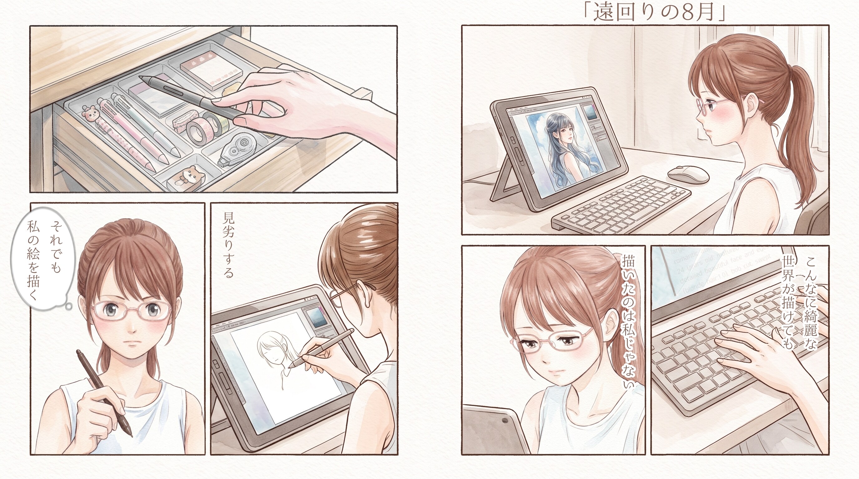 #045 遠回りの８月　★AI併用作品（手描き強化版）★ | の人気AIイラスト・グラビア