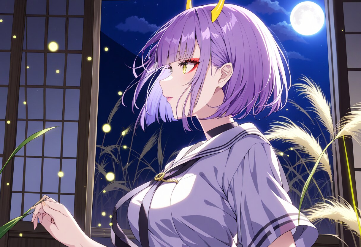 月見と制服と