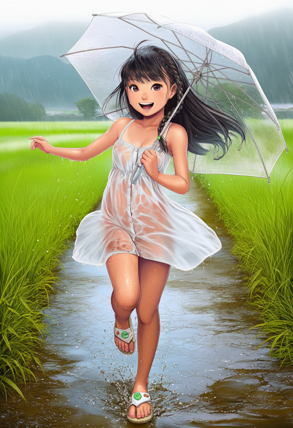 ずぶ濡れになりながら…