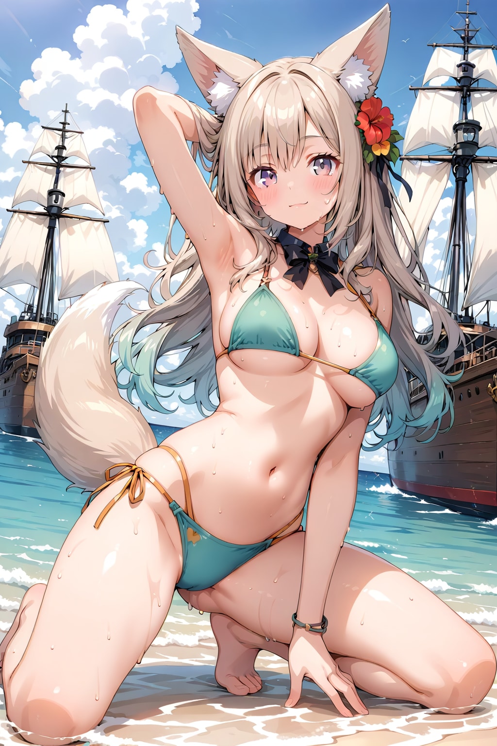 キツネ妻ビキニ船