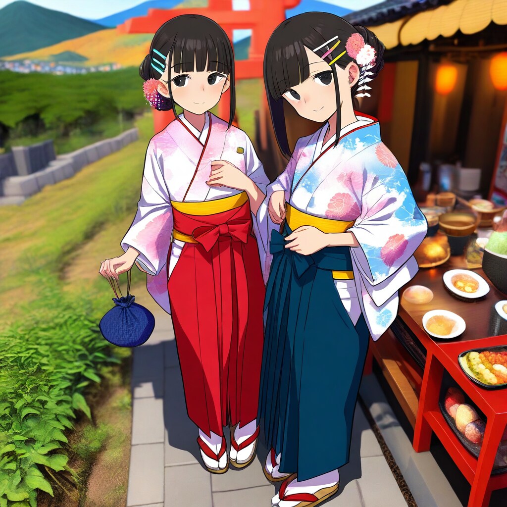 露店に寄る双子