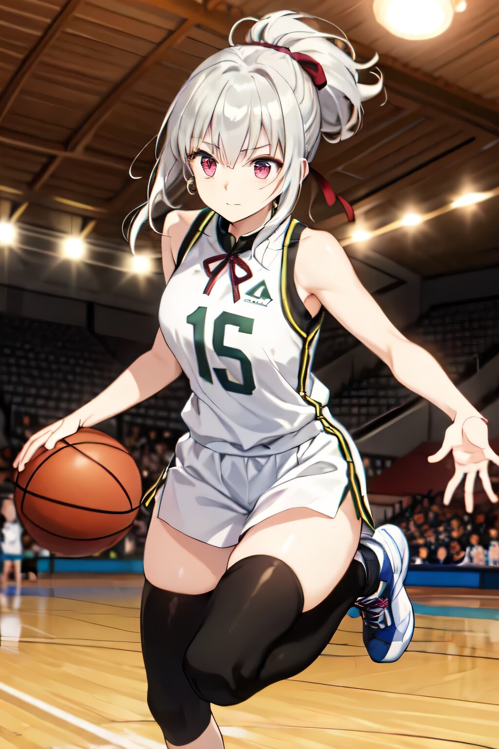 灰髪ポニテでユニフォームの少女