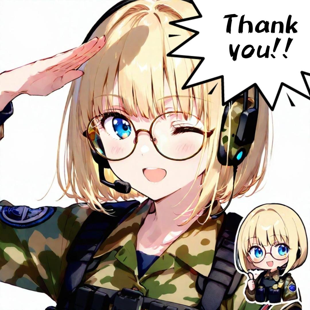 おかっぱさん感謝の敬礼！