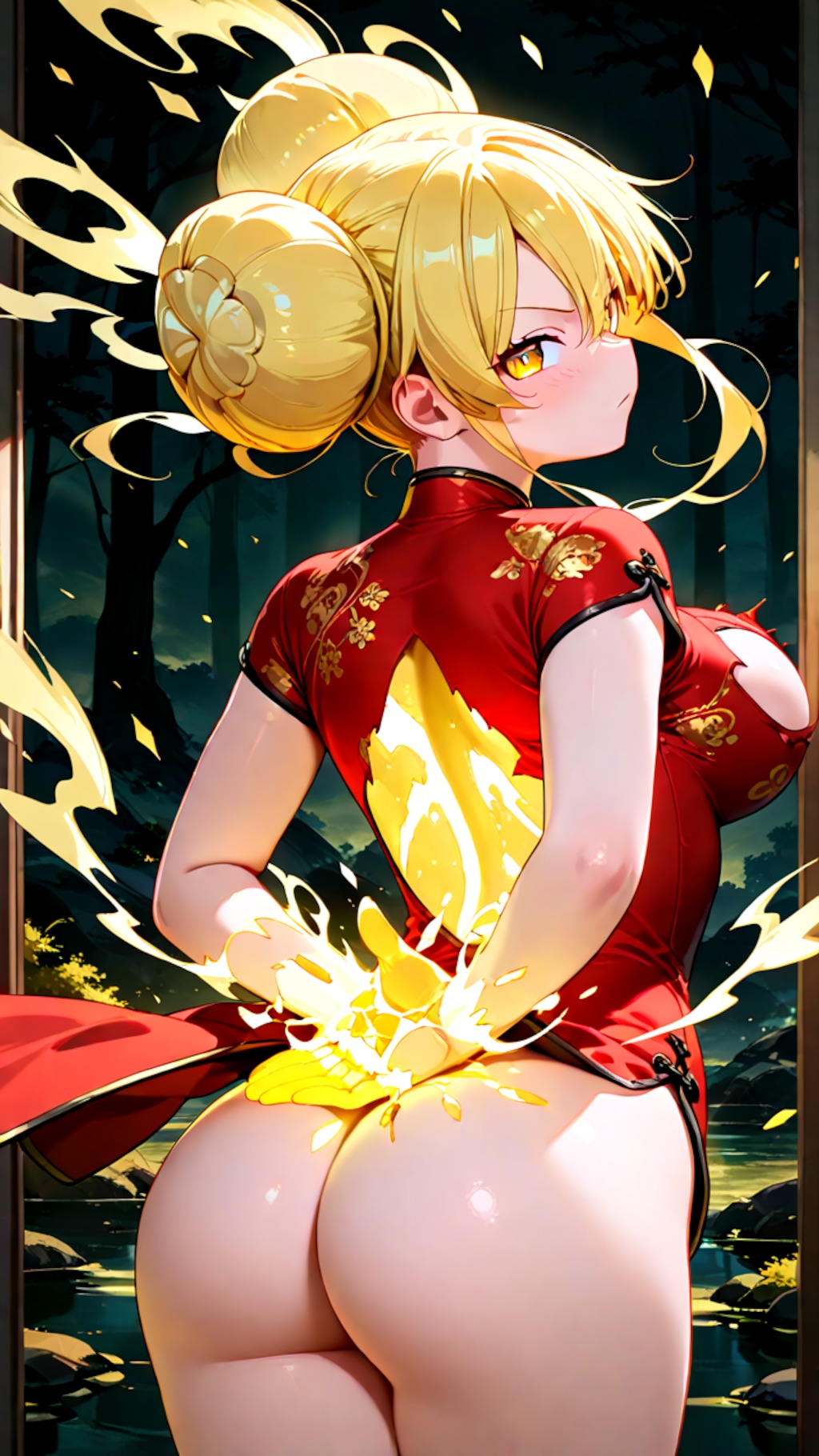 悪の幹部のチャイナ娘の全開戦闘後