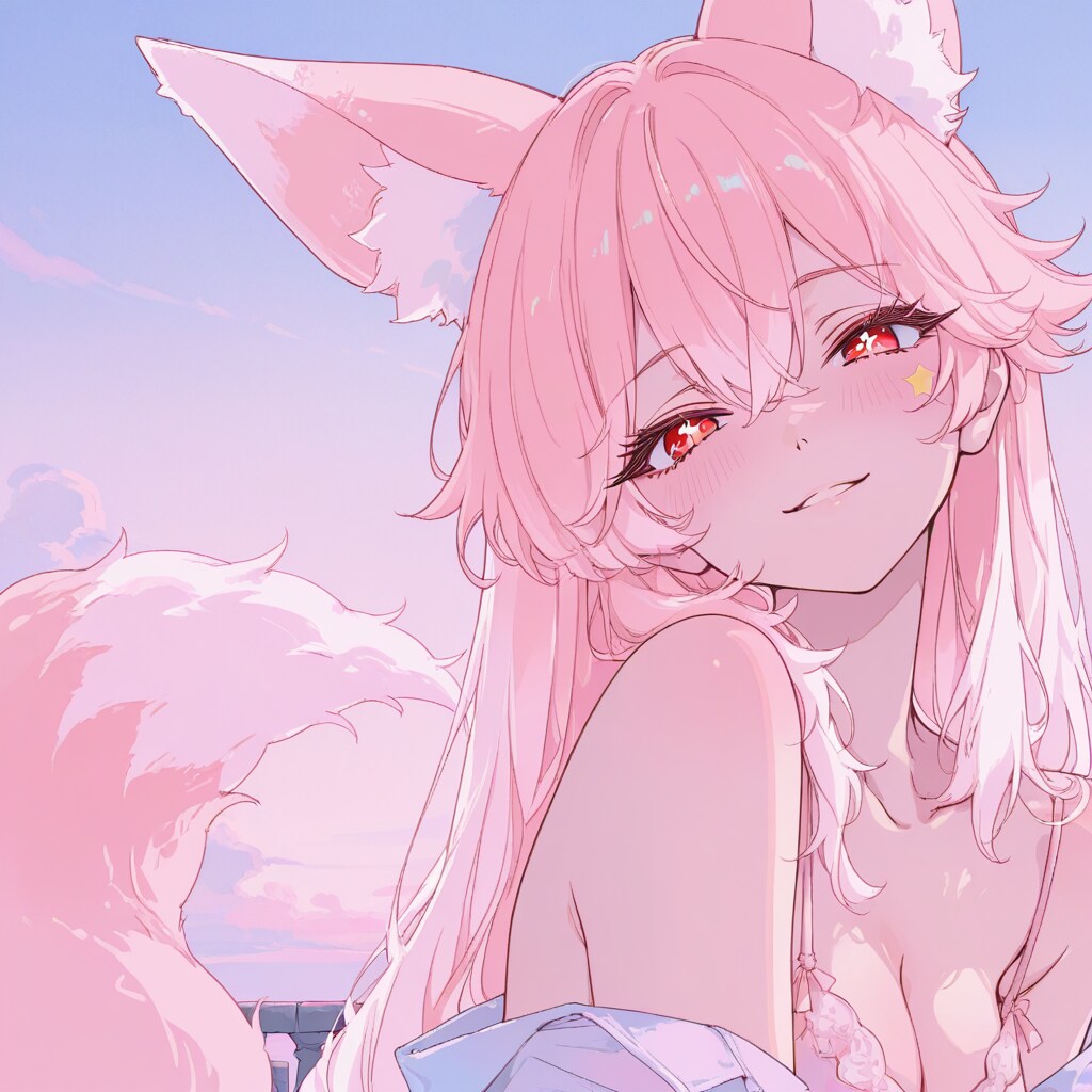 夕暮れの狐耳娘