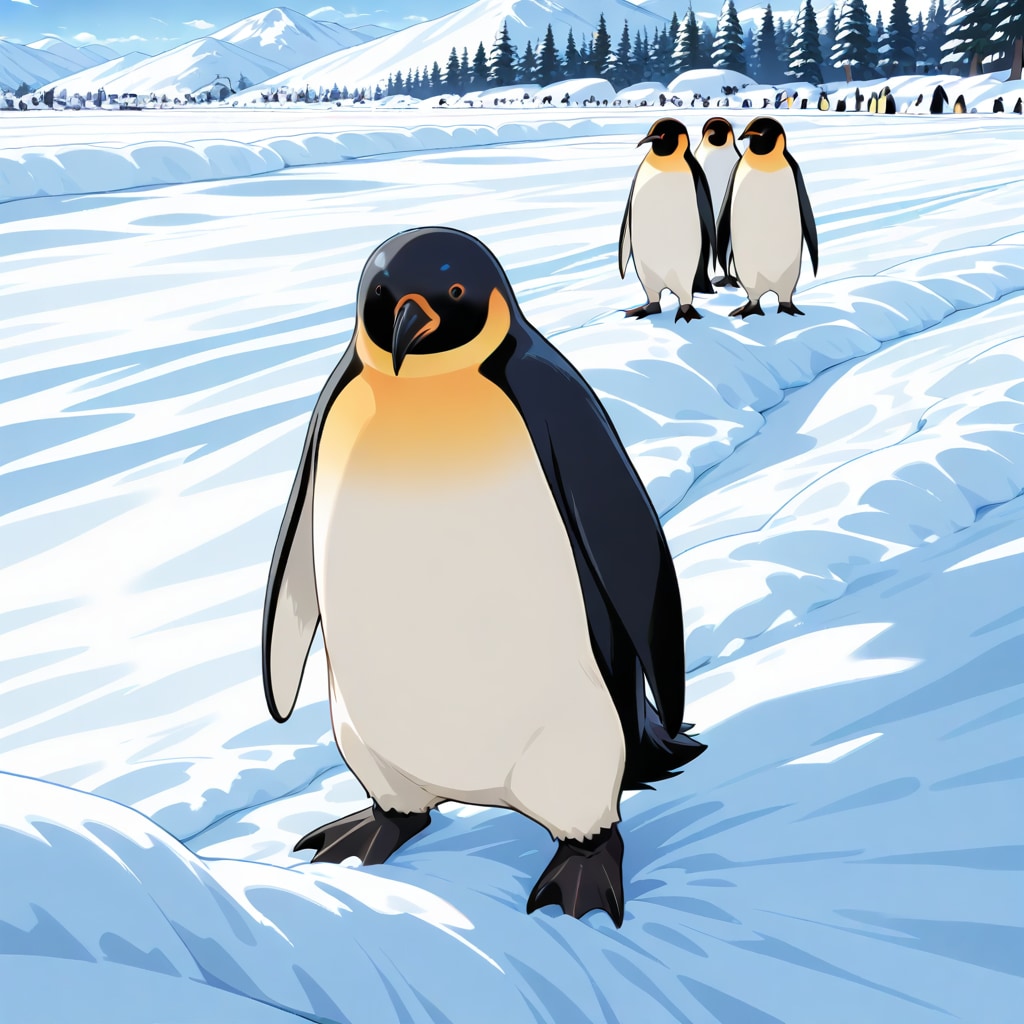 ペンギンと雪景色