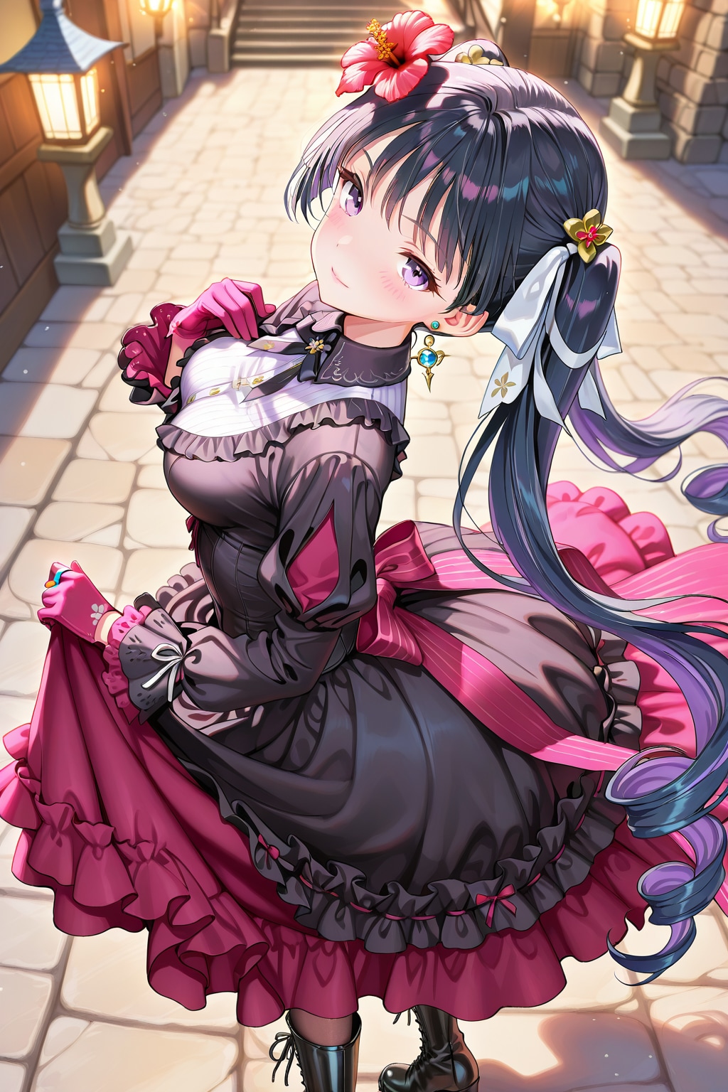 絵梨奈ちゃん❤️桃華ちゃんのWヒロインでゴシックファッション❤️理愛さんの先輩の菜々絵さんが待つ古民家カフェへ向かう道中のシチュエーション❤️