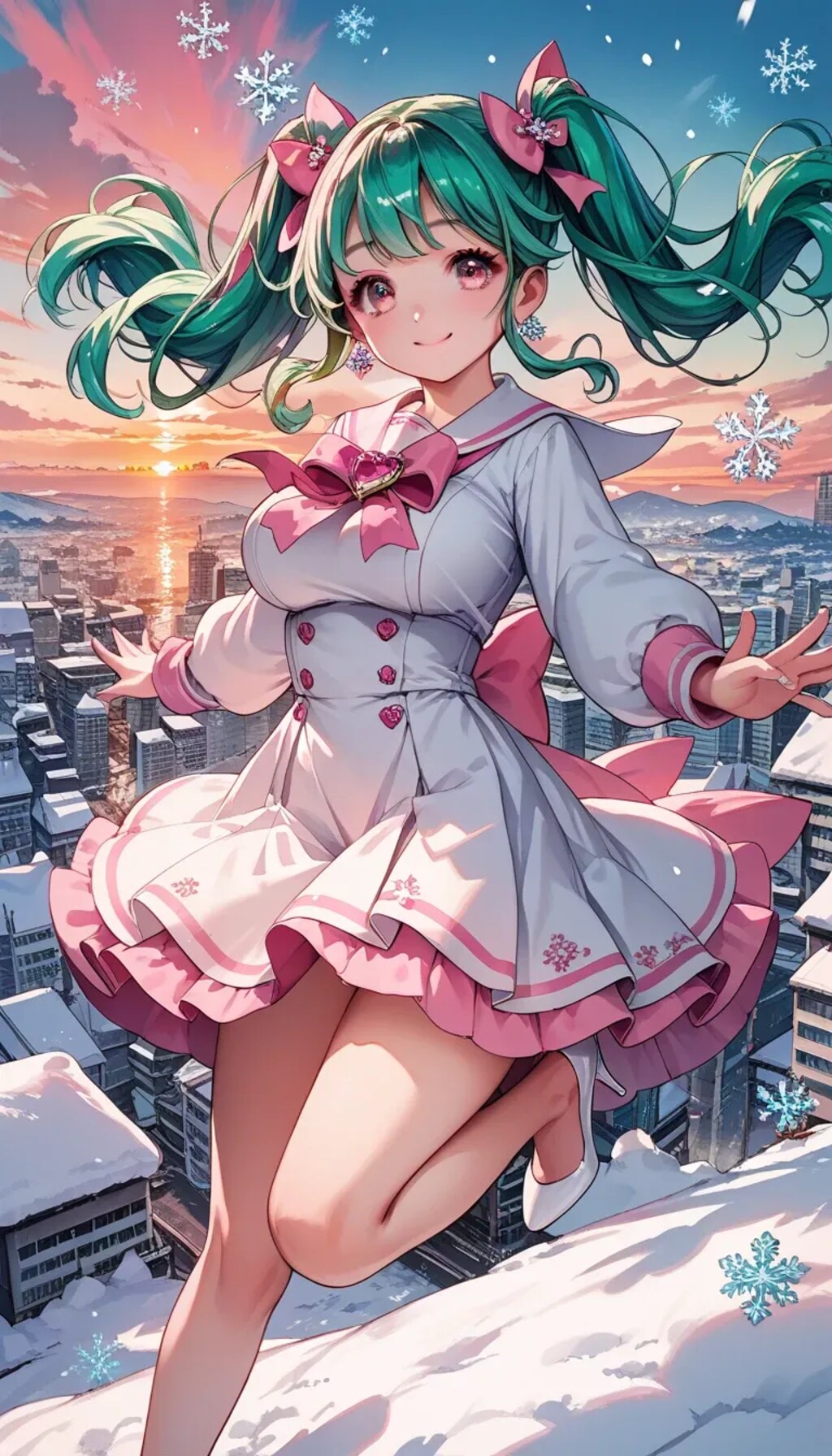 雪景色と日の出♡ Lunaちゃん