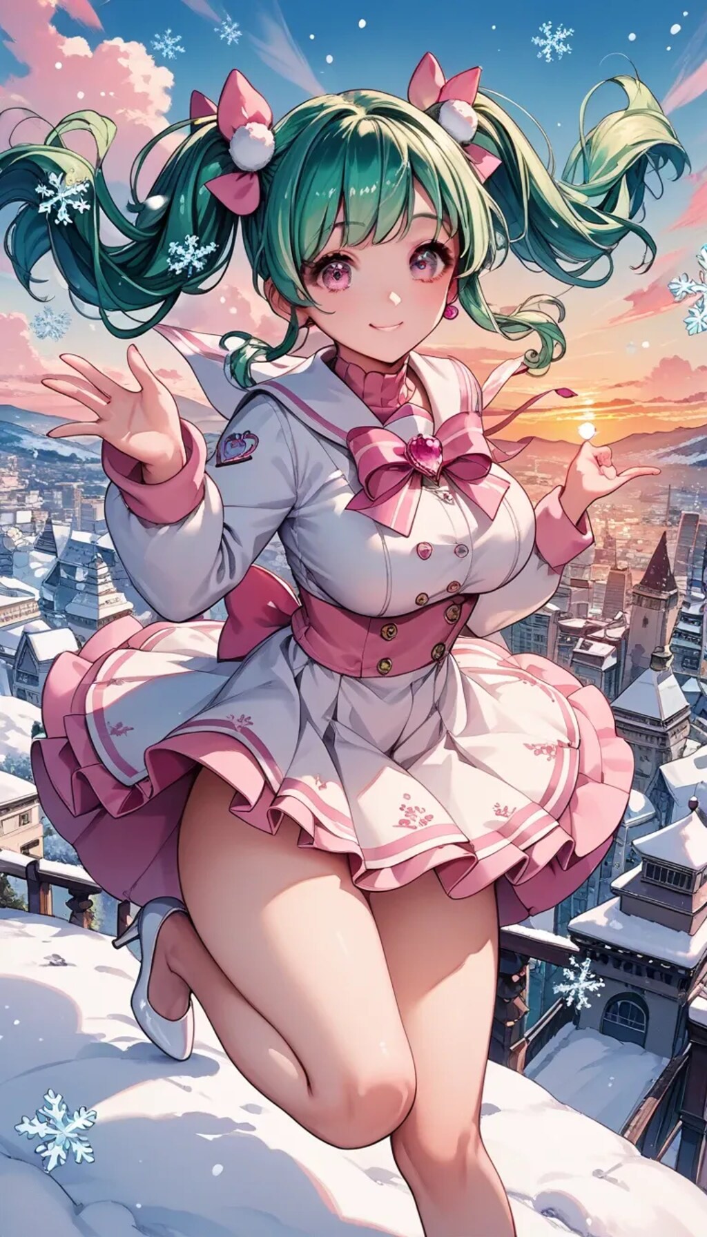 雪景色と日の出♡ Lunaちゃん