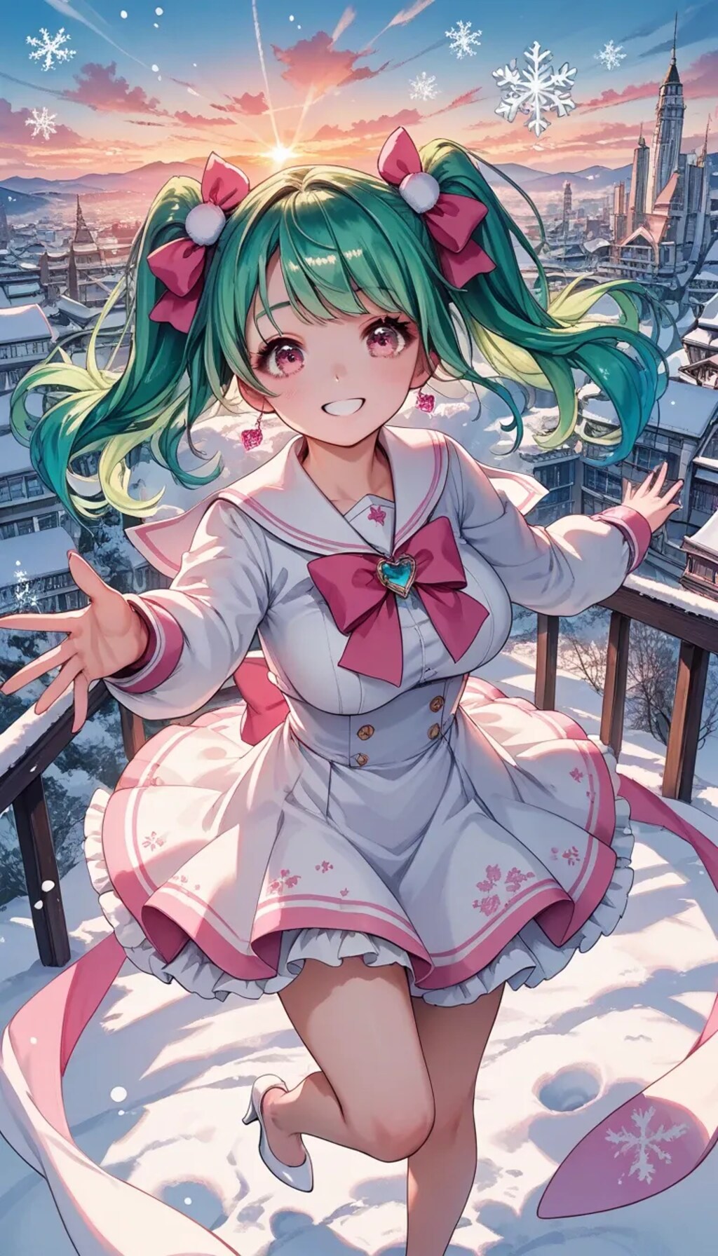 雪景色と日の出♡ Lunaちゃん