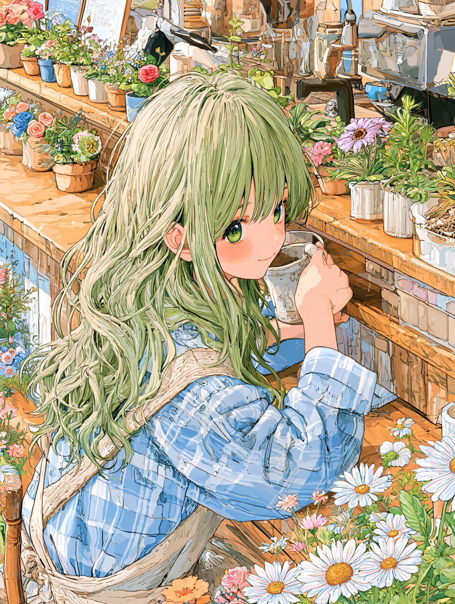 フローリストの休憩時間 | の人気AIイラスト・グラビア