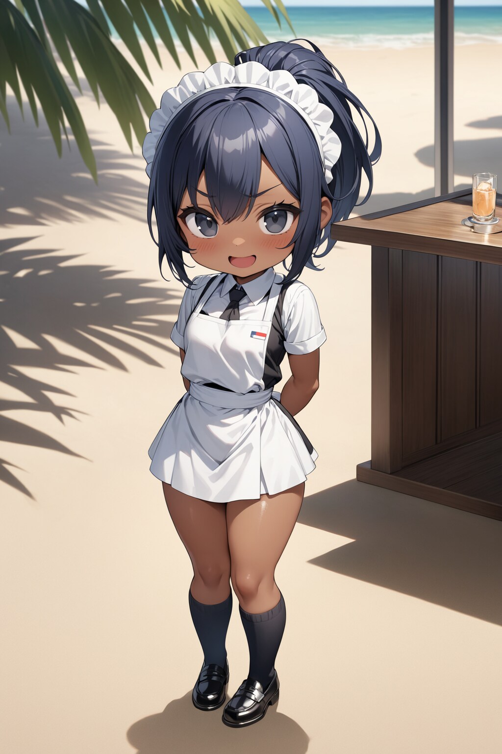 ビーチで働くちびキャラウェイトレスさん Y911