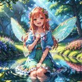 水遊びをする妖精 2枚目