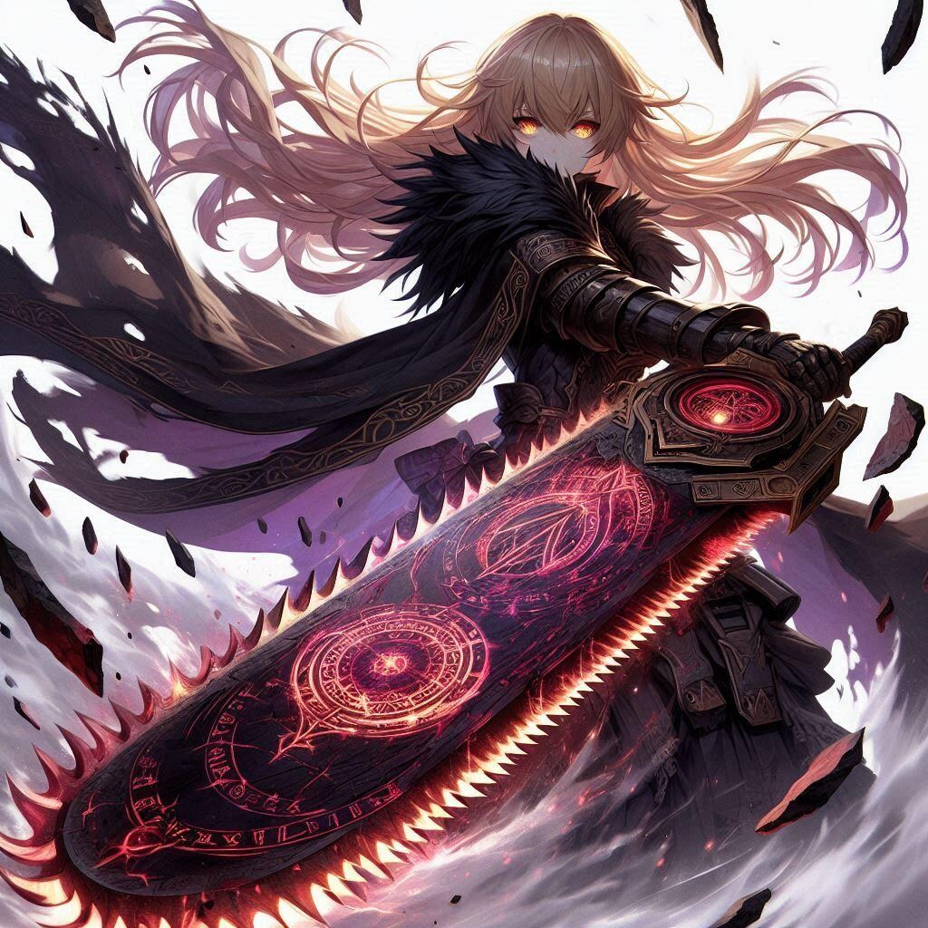 魔剣(鋸剣)とエリザベス(ブロンドの女騎士さん727)