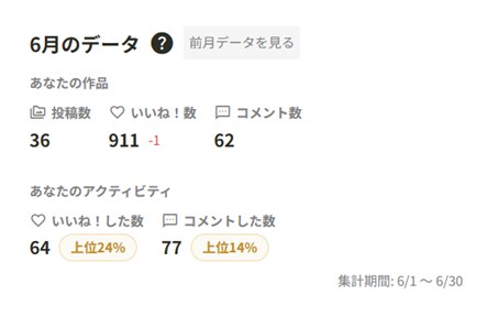 6月の実績
