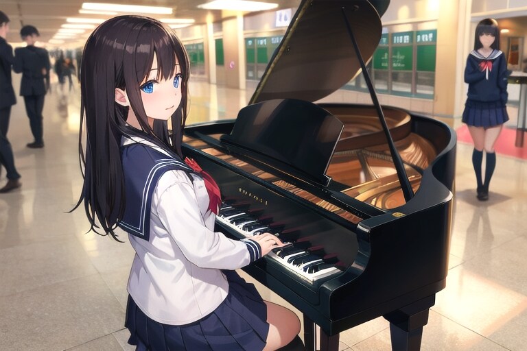 街角ピアノ | の人気AIイラスト・グラビア