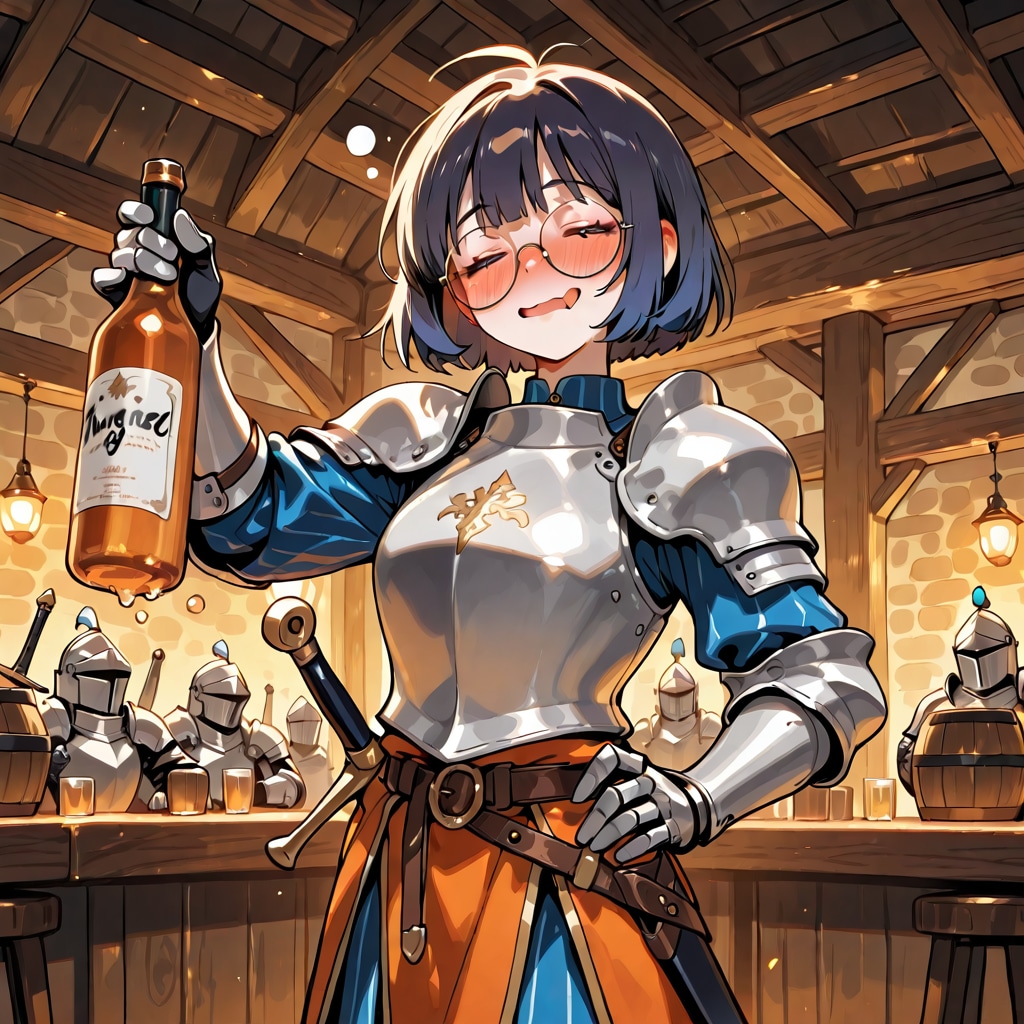 酔いどれメガネっ娘騎士ちゃん2 | の人気AIイラスト・グラビア