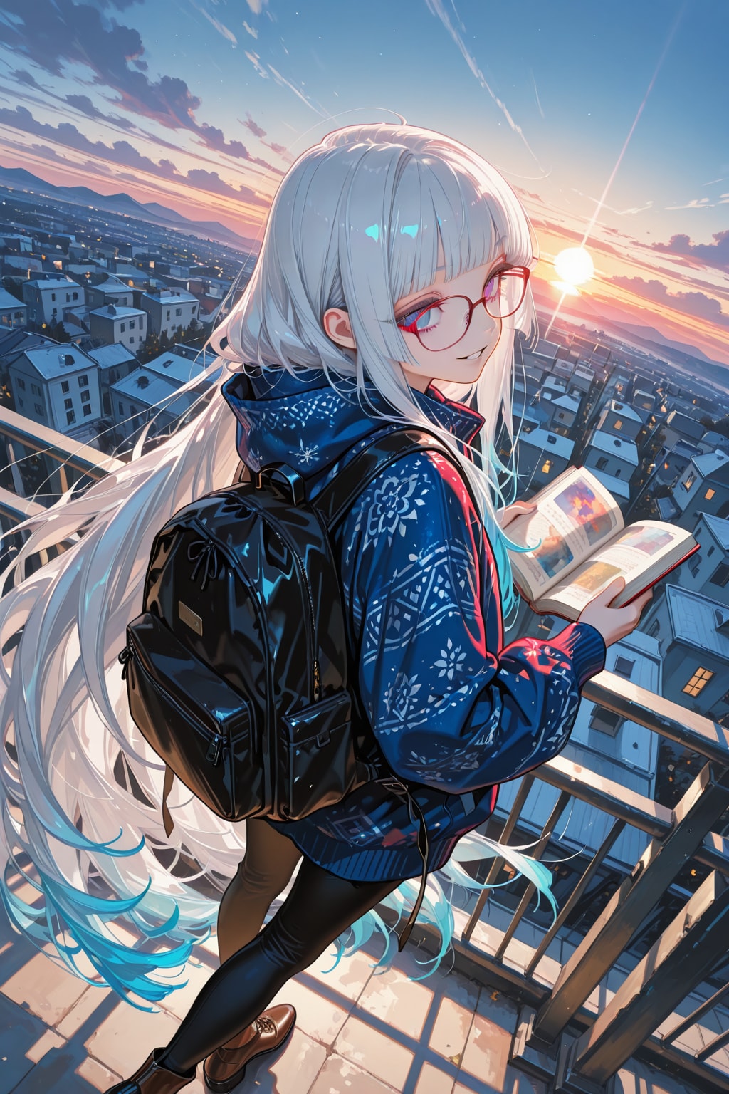 朝散歩中のECHIな 文学少女 | の人気AIイラスト・グラビア