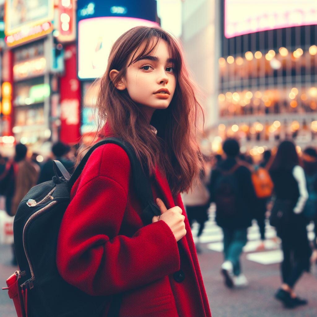 【DALL-E3】渋谷の街に佇む女の子