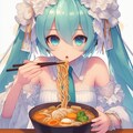 真っ白いドレスでカレーうどんを食べる初音ミク 2枚目
