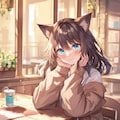 cat girl at a cafe 3枚目