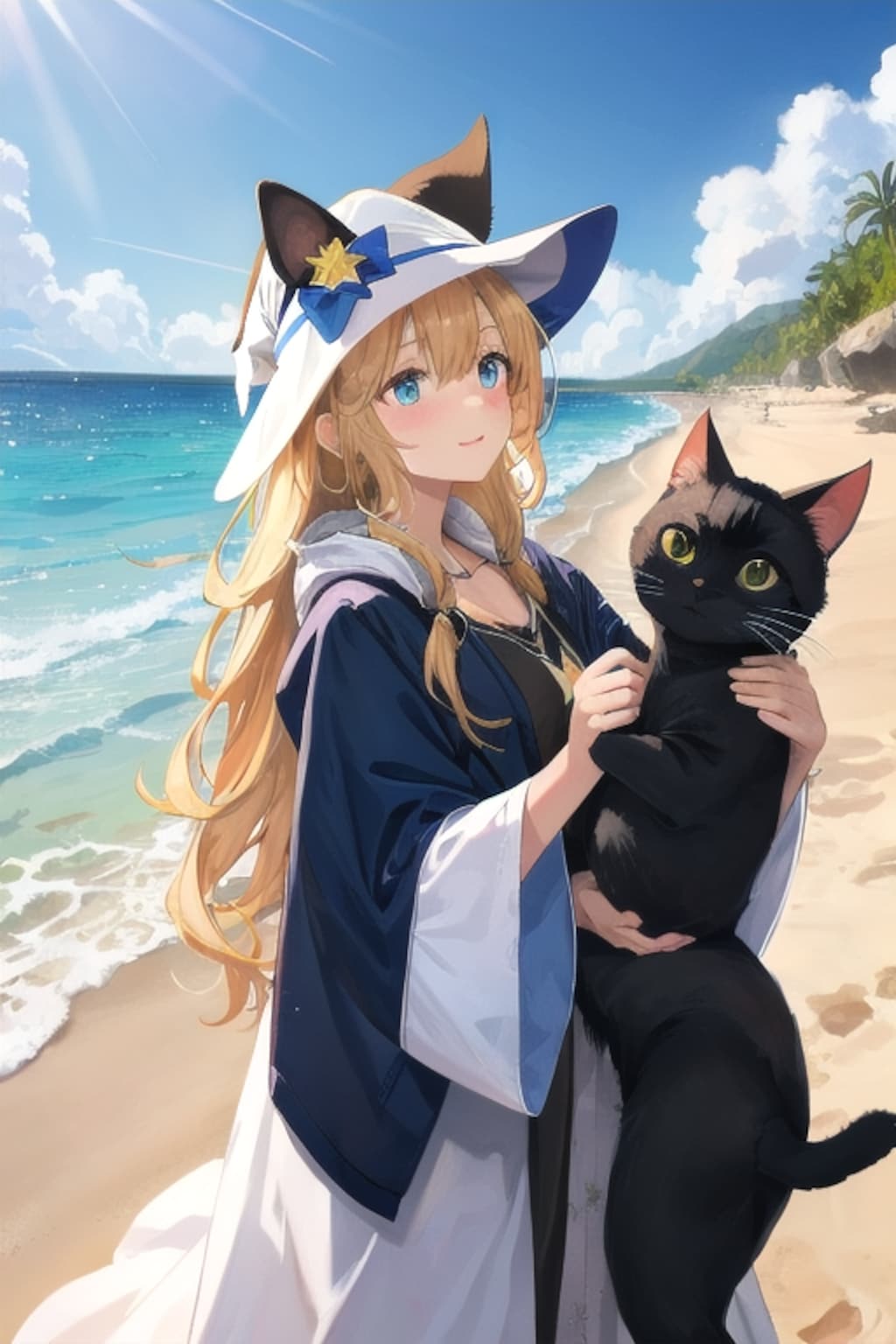 砂浜の魔女と猫
