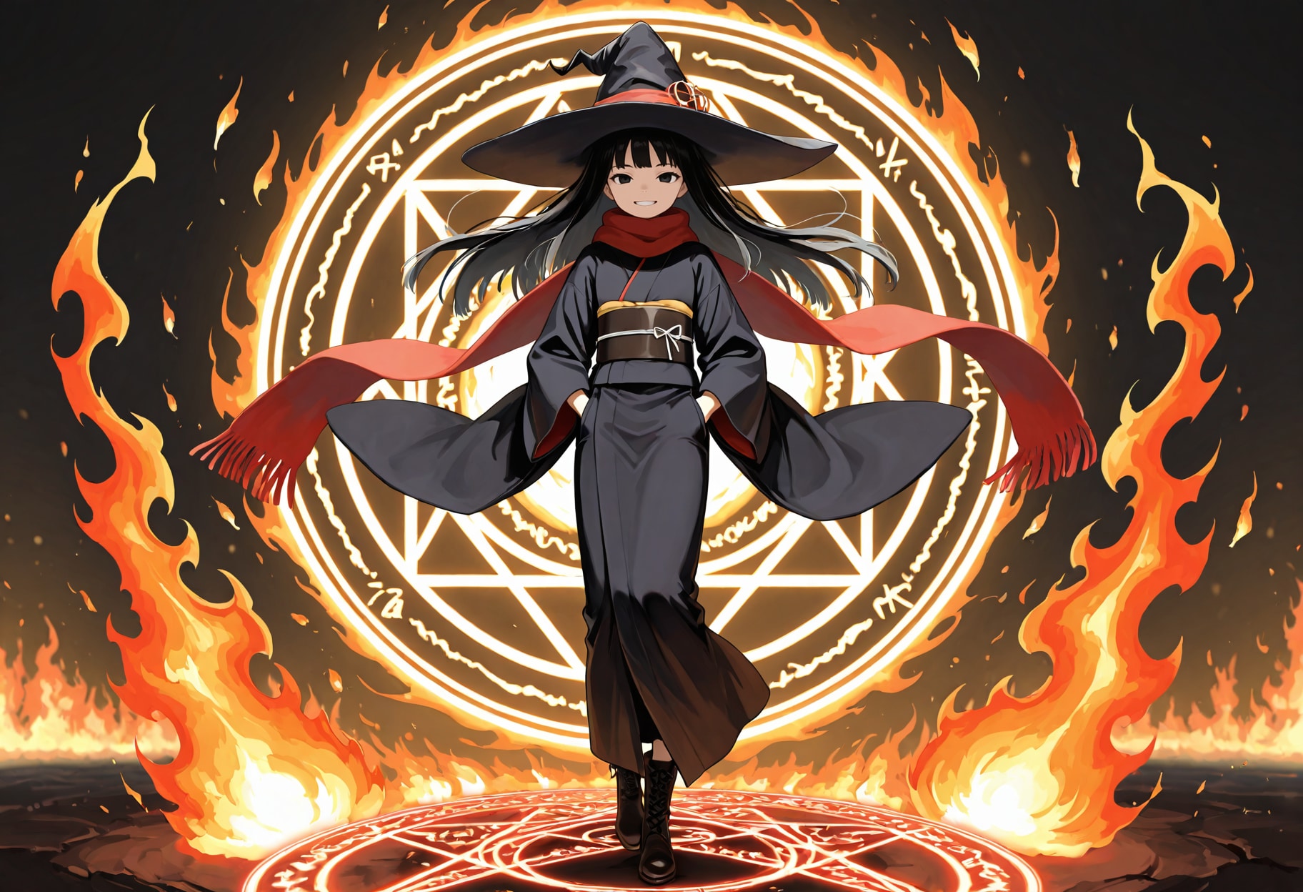 火炎魔法エフェクト魔女さん | の人気AIイラスト・グラビア