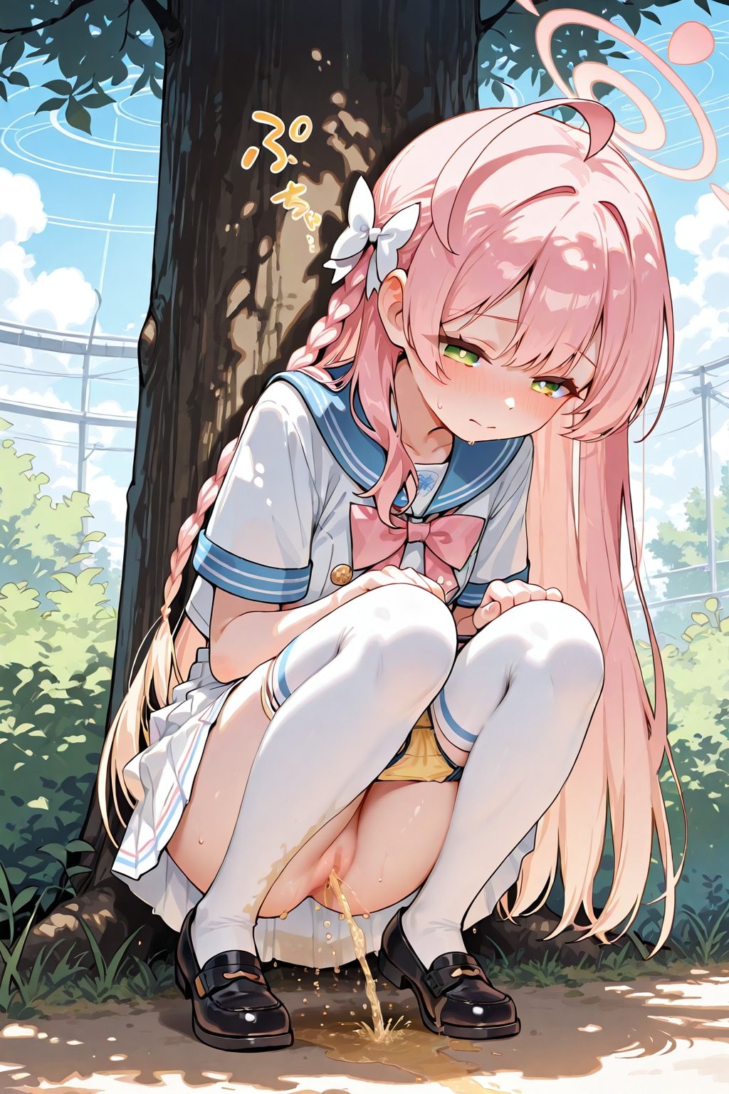 木陰でお漏らし