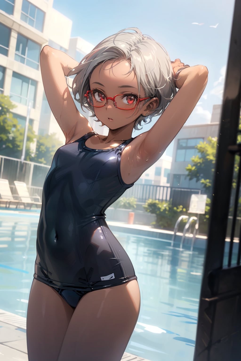 スク水の眼鏡っ娘