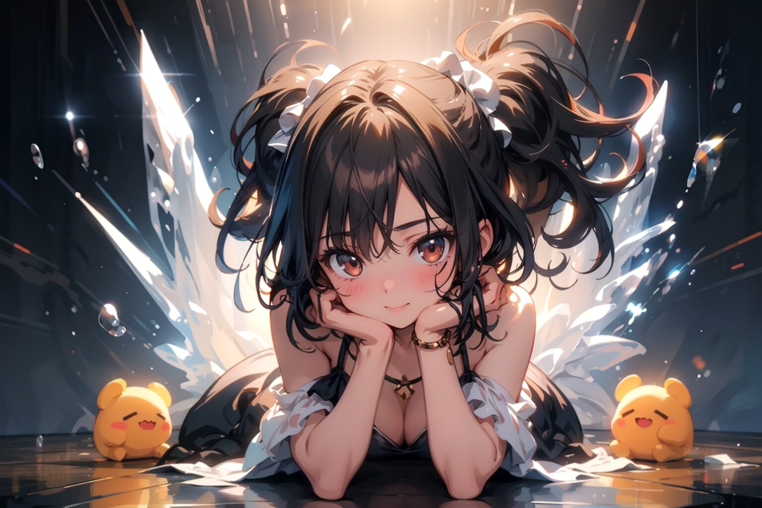 頬杖Girl + マスコットキャラ