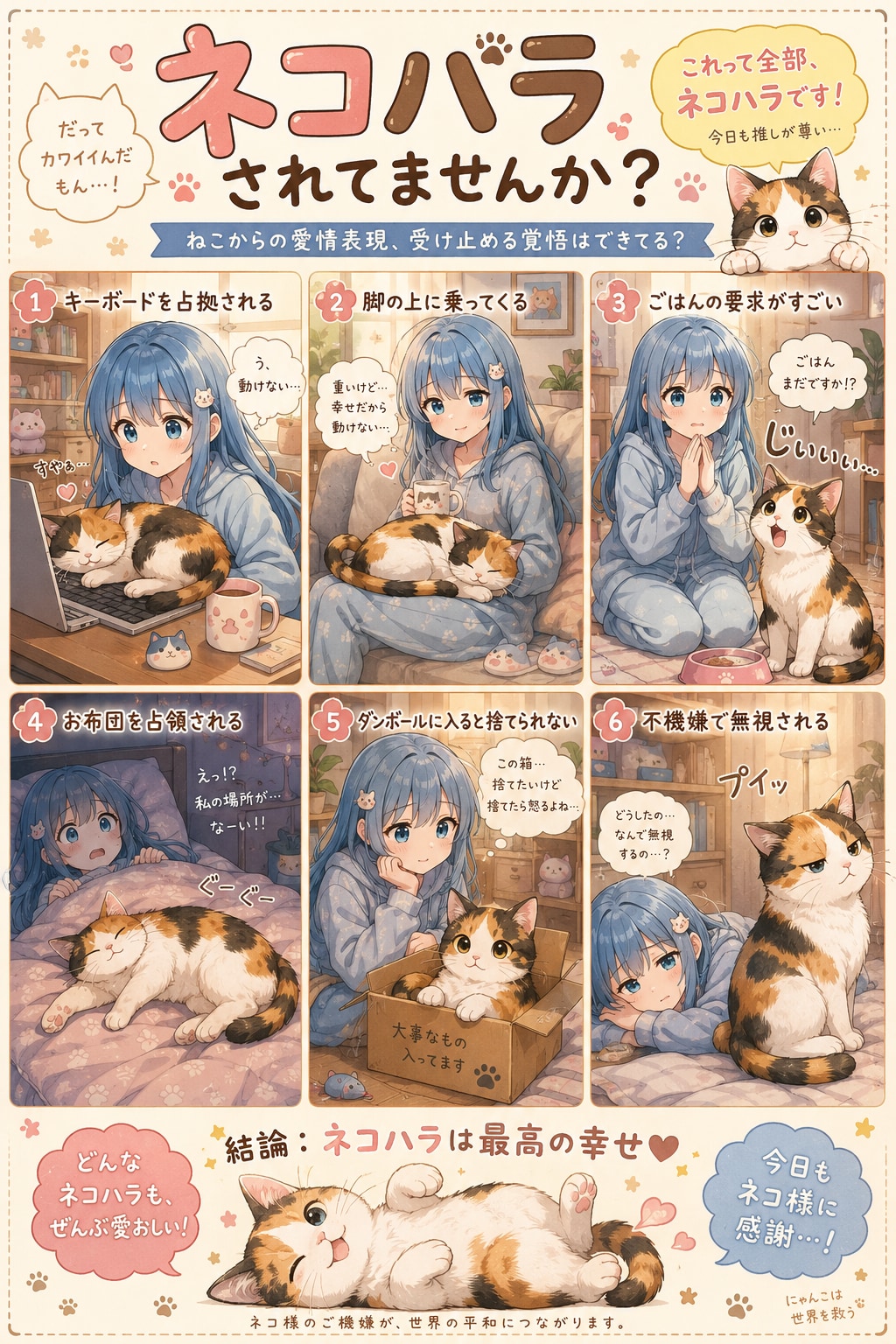 ネコハラで幸せいっぱい🐾 | の人気AIイラスト・グラビア