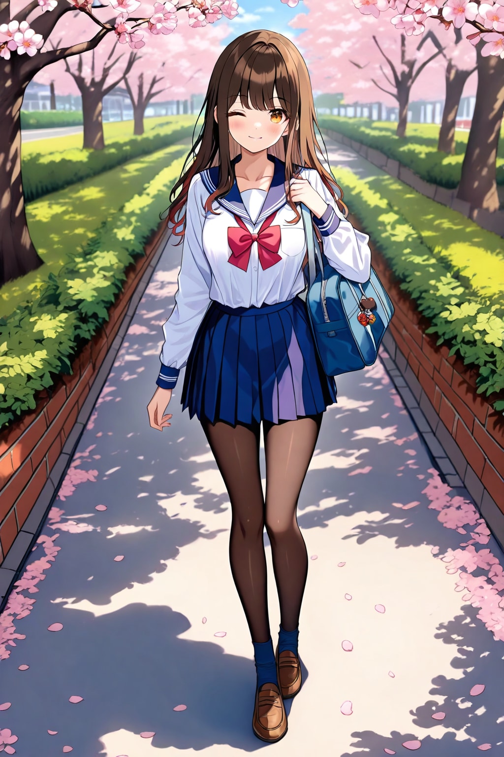 通学路の女子高生