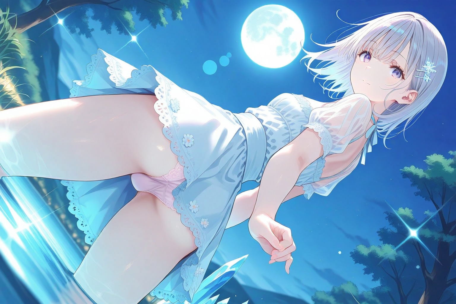 月夜の水浴び