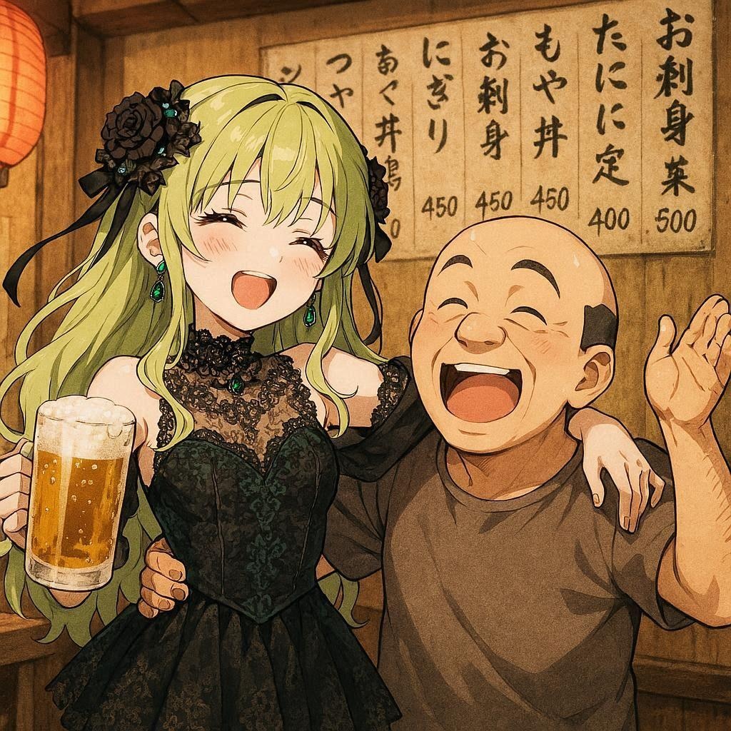 居酒屋で知らないおじさんと騒ぐGRYPHONちゃん