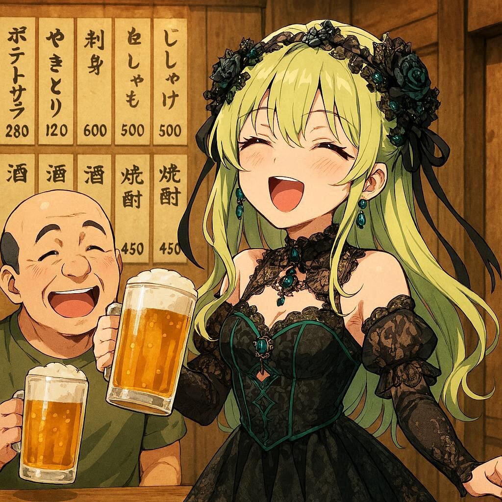 居酒屋で知らないおじさんと騒ぐGRYPHONちゃん