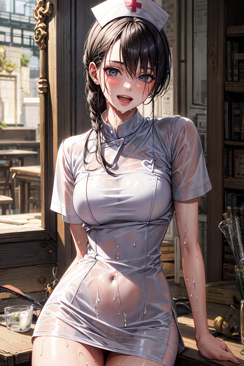 ナースさんに霧吹き